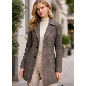 Anthropologie Avec Les Filles Sigrid Long Blazer Womens XSP Plaid Career Brown